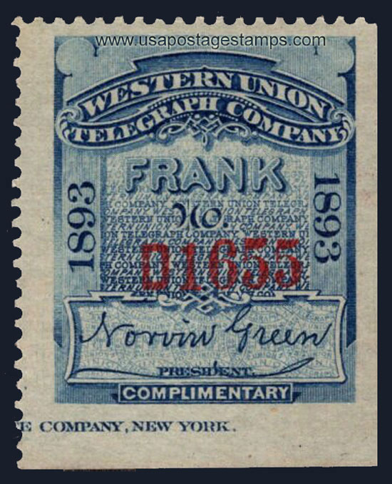 US 1893 Western Union Telegraph Company 'Frank' 0c. Scott. 16T23