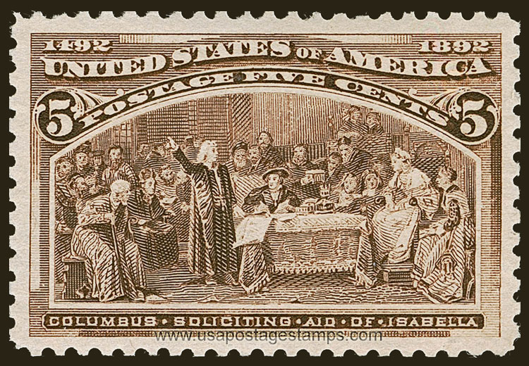 US 1893 Columbian Exposition 'Columbus Soliciting Aid from Queen Isabella' 5c. Scott. 234