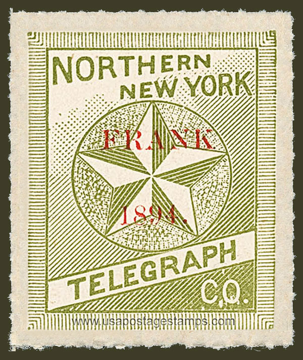 US 1894 Northern New York Telegraph Company 'Frank' 0c. Scott. 12T1