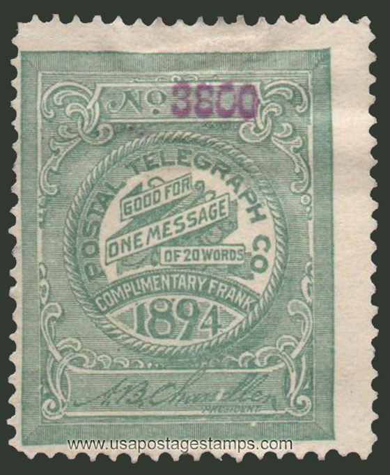 US 1894 Postal Telegraph Company 'Frank' 0c. Scott. 15T10