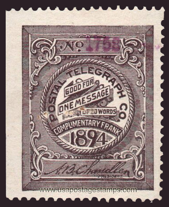 US 1894 Postal Telegraph Company 'Frank' 0c. Scott. 15T9