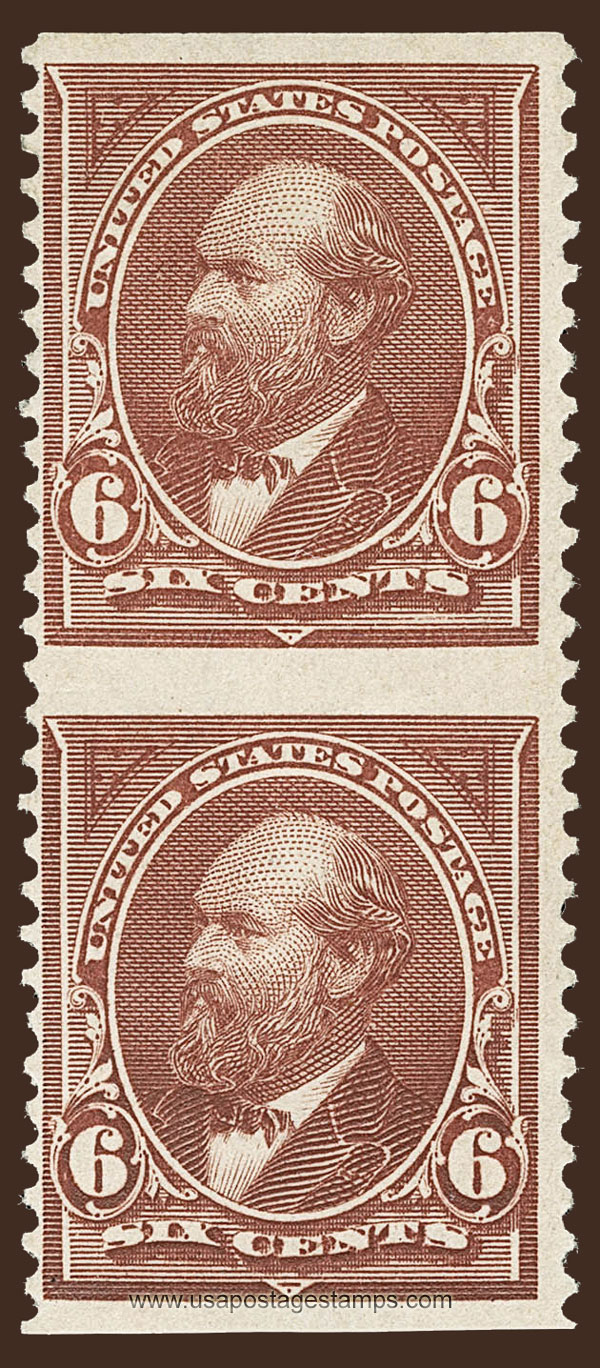 US 1894 James Abram Garfield (1831-1881) 6c.x2 Scott. 256a Vert. Pair