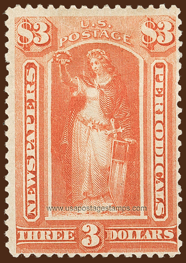 US 1894 Victory $3 Scott. PR100 Newspaper Stamp