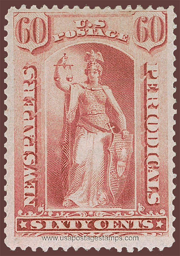 US 1894 Justice 60c. Scott. PR98 Newspaper Stamp