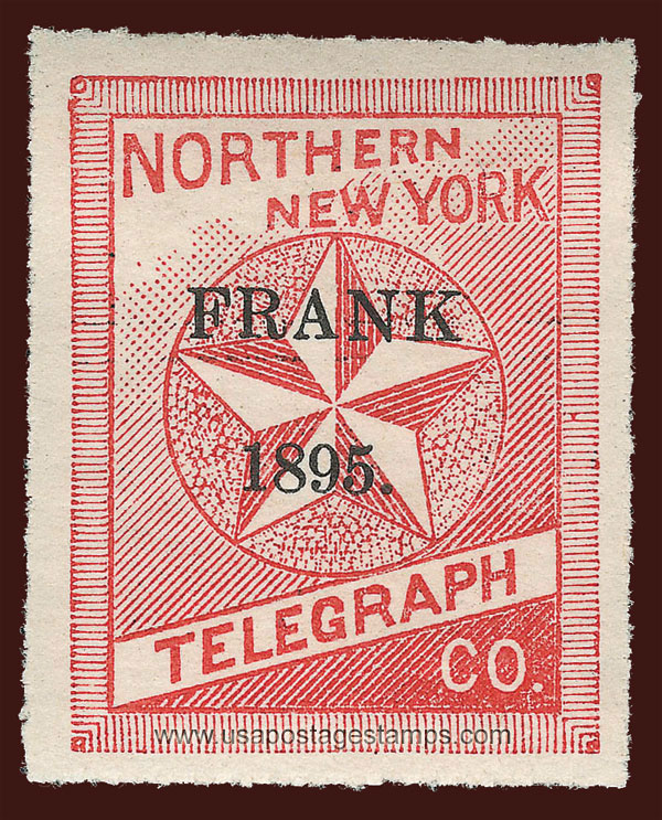 US 1895 Northern New York Telegraph Company 'Frank' 0c. Scott. 12T2