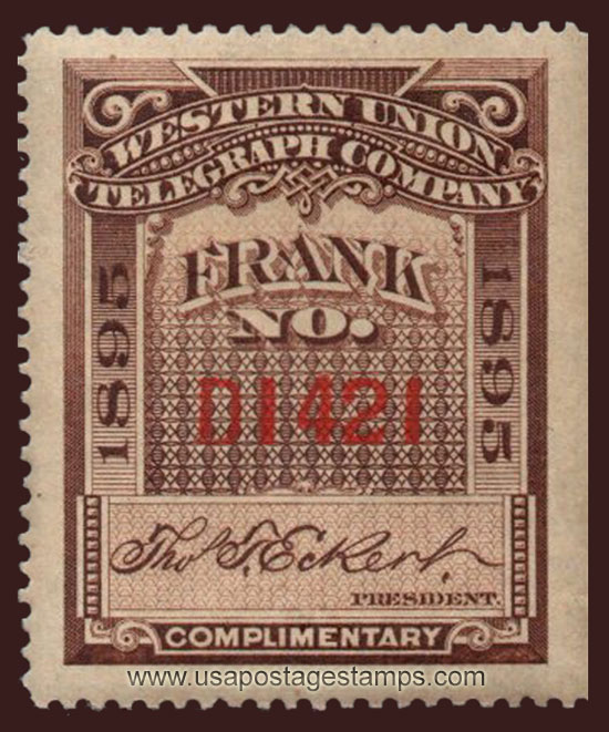 US 1895 Western Union Telegraph Company 'Frank' 0c. Scott. 16T25