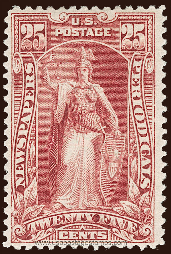 US 1895 Justice 25c. Scott. PR106 Newspaper Stamp