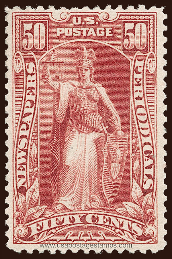 US 1895 Justice 50c. Scott. PR107 Newspaper Stamp