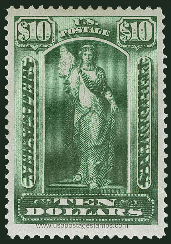 US 1895 Vesta $10 Scott. PR110 Newspaper Stamp