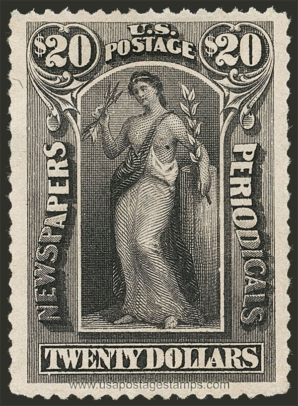 US 1895 Peace $20 Scott. PR111 Newspaper Stamp