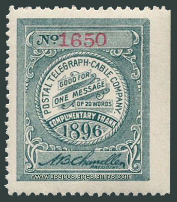US 1896 Postal Telegraph-Cable Company 'Frank' 0c. Scott. 15T13