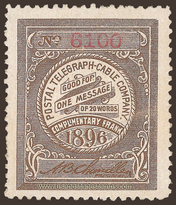 US 1896 Postal Telegraph-Cable Company 'Frank' 0c. Scott. 15T14