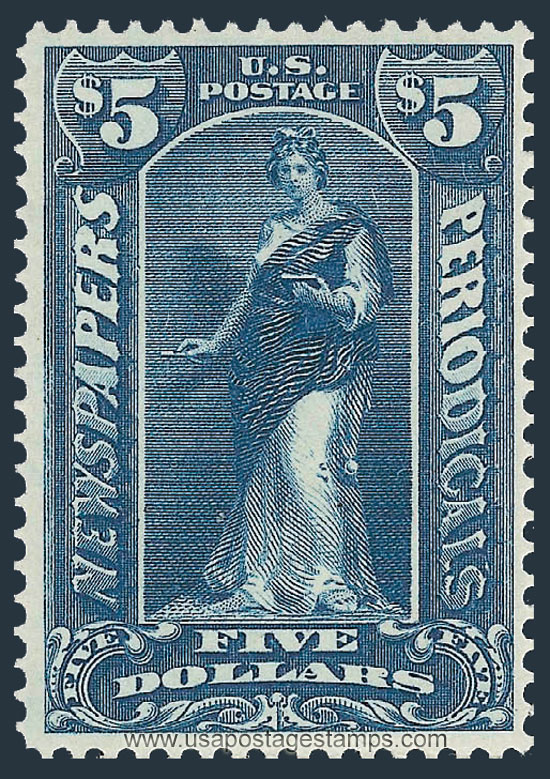 US 1896 Clio $5 Scott. PR121a Newspaper Stamp