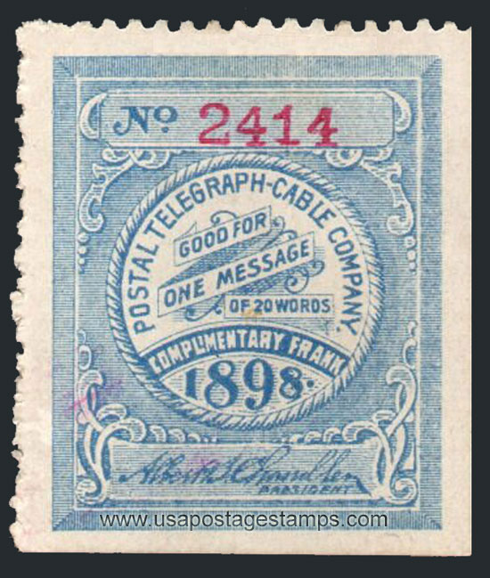US 1898 Postal Telegraph-Cable Company 'Frank' 0c. Scott. 15T17