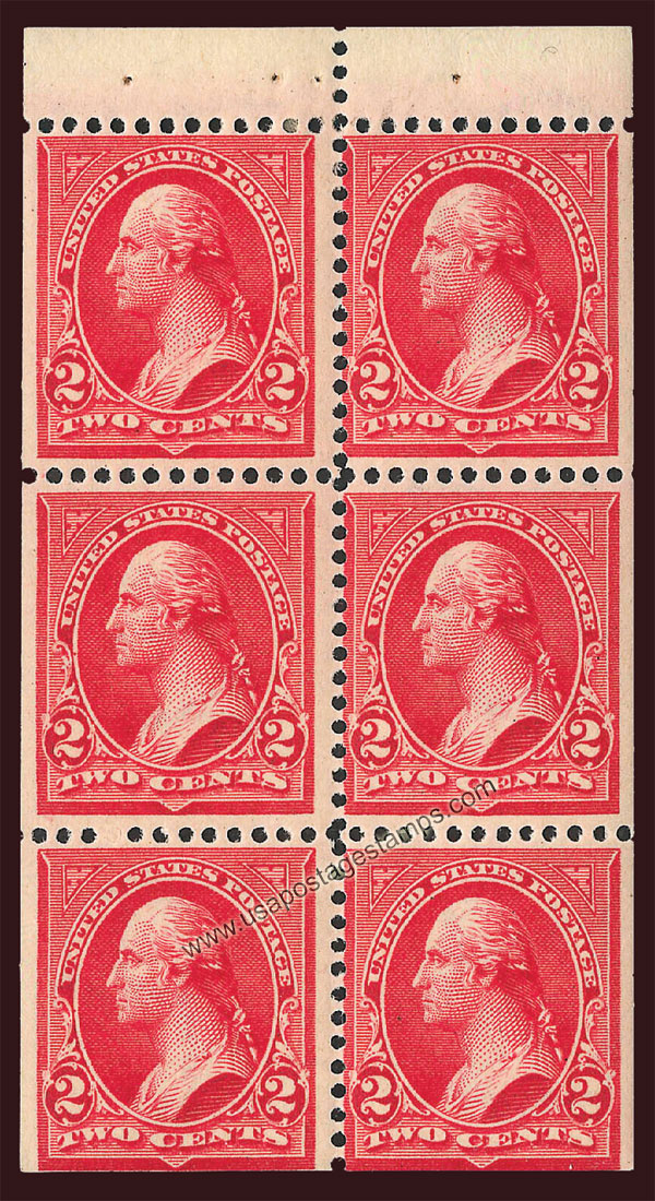 US 1900 George Washington (1732-1799) 2c. Booklet Pane Scott. 279Bj