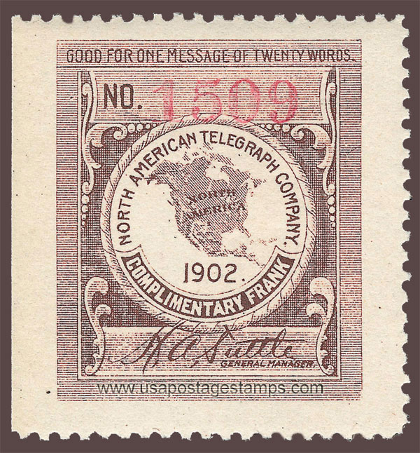 US 1902 North American Telegraph Company 'Frank' 0c. Scott. 10T3