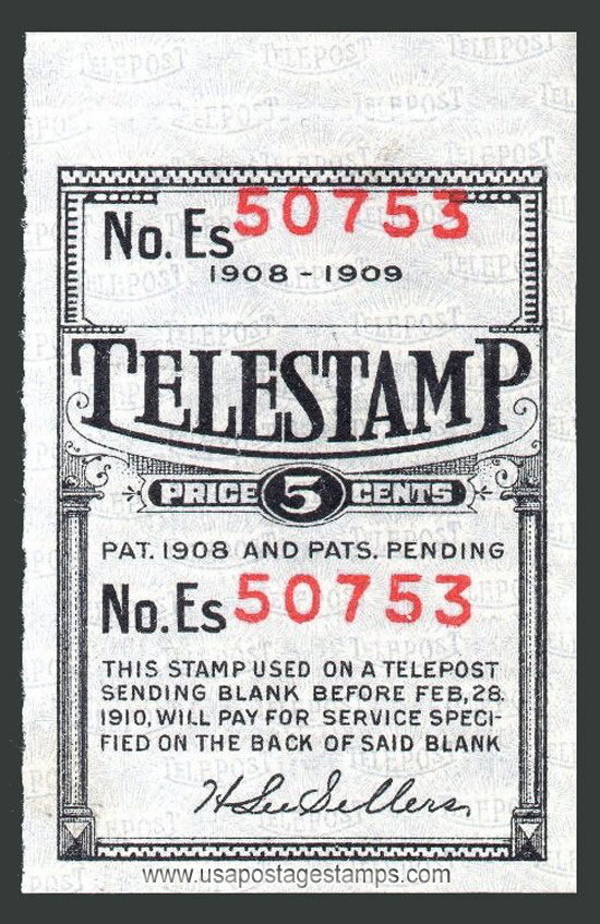 US 1908 Telepost Company 'Telestamp' 5c. Barefoot T2