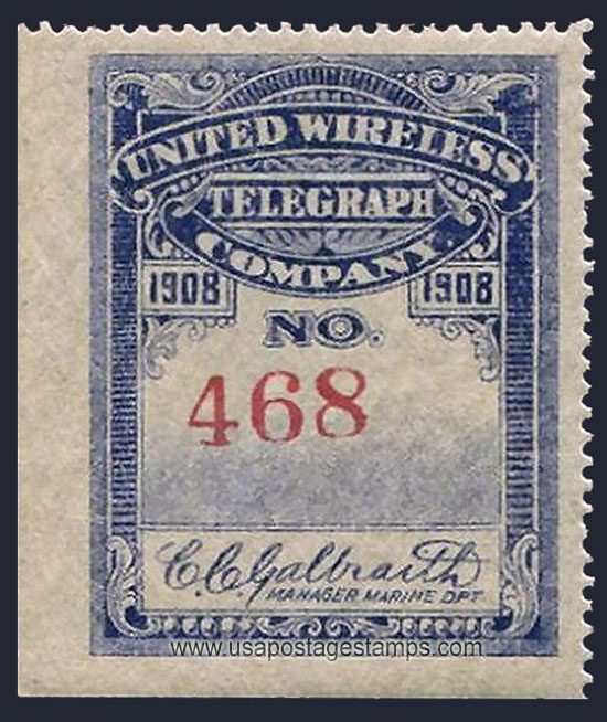 US 1908 United Wireless Telegraph Company 'Frank' 0c. Barefoot UW1