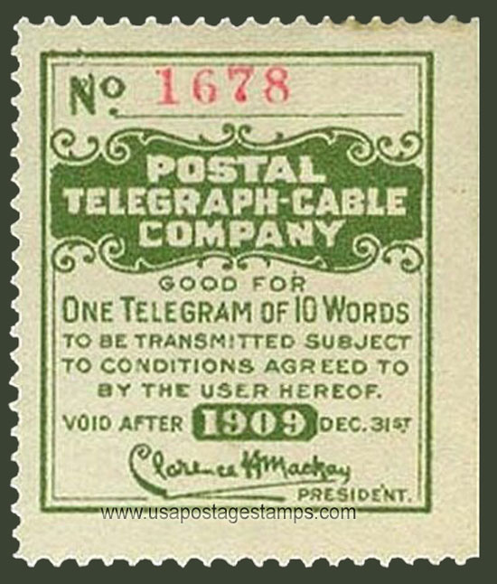 US 1909 Postal Telegraph-Cable Company 'Frank' 0c. Scott. 15T33