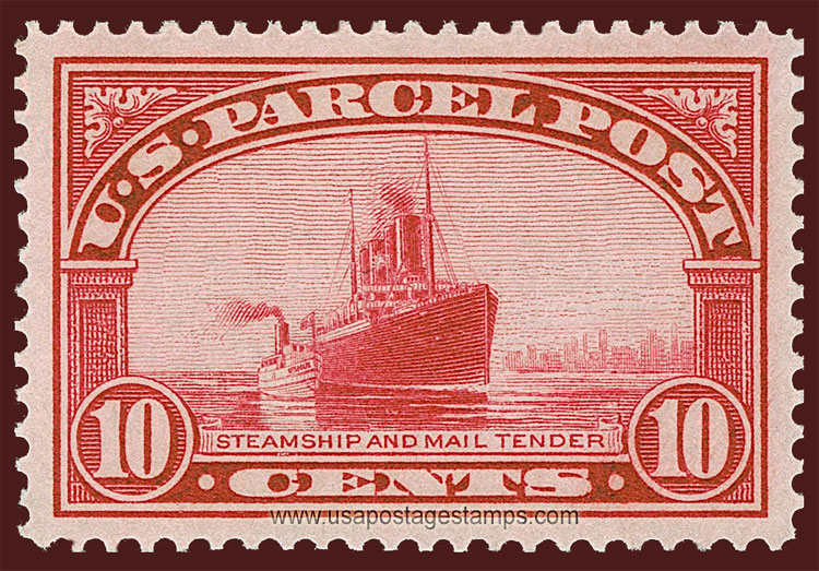 US 1913 Parcel Post 'Steamship and Mail Tender' 10c. Scott. Q6