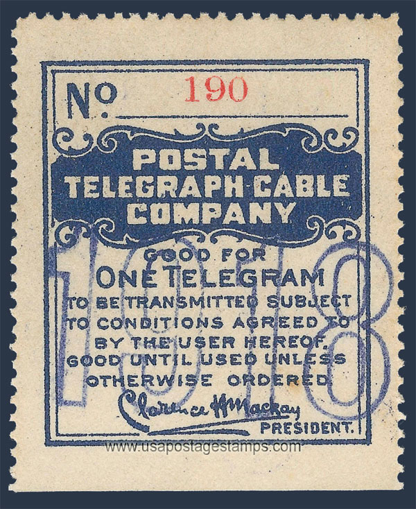 US 1918 Postal Telegraph-Cable Company 'Frank' 0c. Scott. 15T49