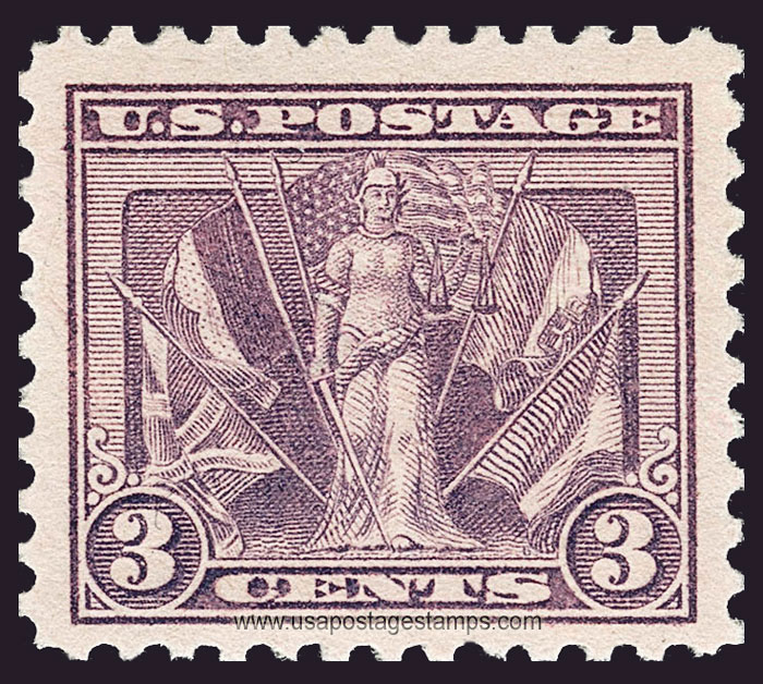 US 1919 Lady Victory and Flags of Allies 3c. Scott. 537a