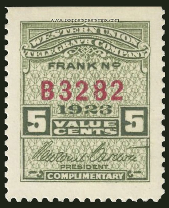 US 1923 Western Union Telegraph Company 'Frank' 5c. Scott. 16T63