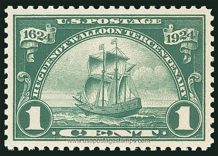 US 1924 Huguenot-Walloon Tercentenary 'Sailing Ship' 1c. Scott. 614