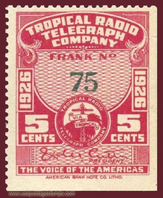 US 1926 Tropical Radio Telegraph Company 'Frank' 5c. Barefoot TR2