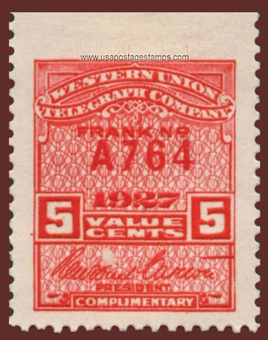 US 1927 Western Union Telegraph Company 'Frank' 5c. Scott. 16T71