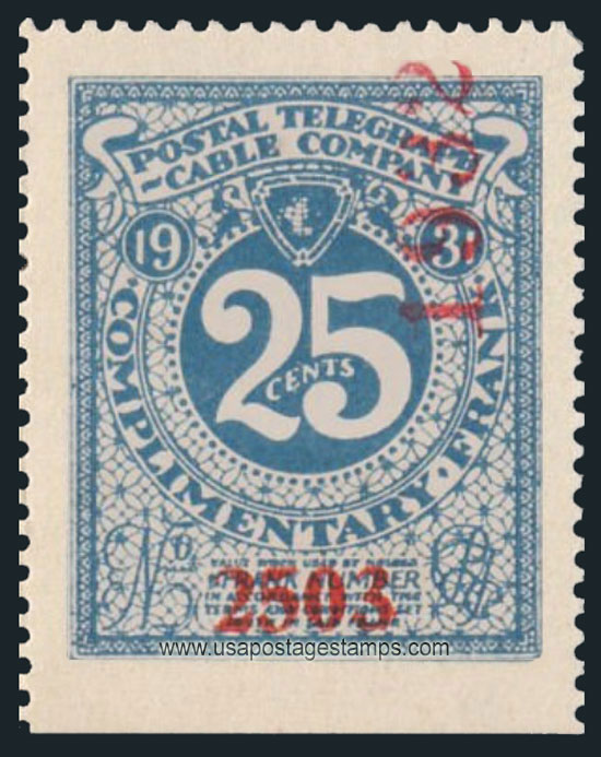 US 1932 Postal Telegraph-Cable Company 'Frank' 25c. Scott. 15T55