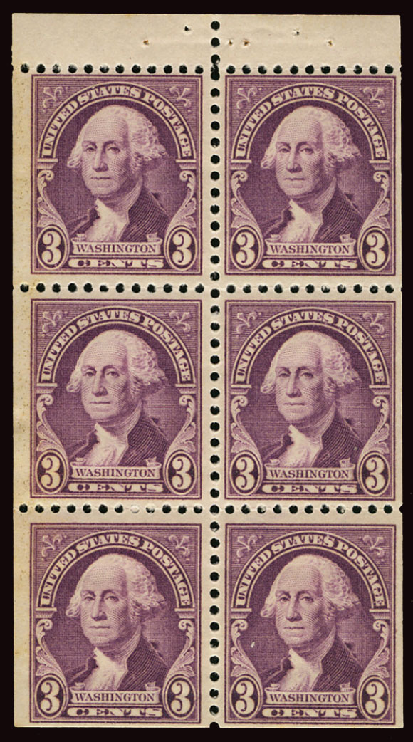 US 1932 George Washington ; Booklet Pane 3c.x6 Scott. 720b