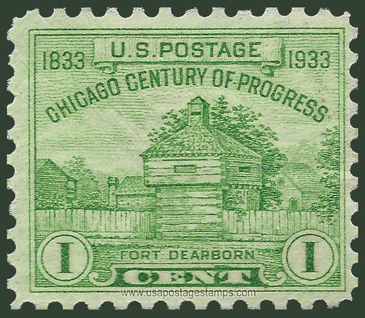 US 1933 Chicago Century of Progress 'Fort Dearborn' 1c. Scott. 728