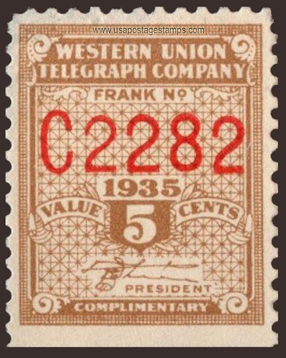 US 1935 Western Union Telegraph Company 'Frank' 5c. Scott. 16T87