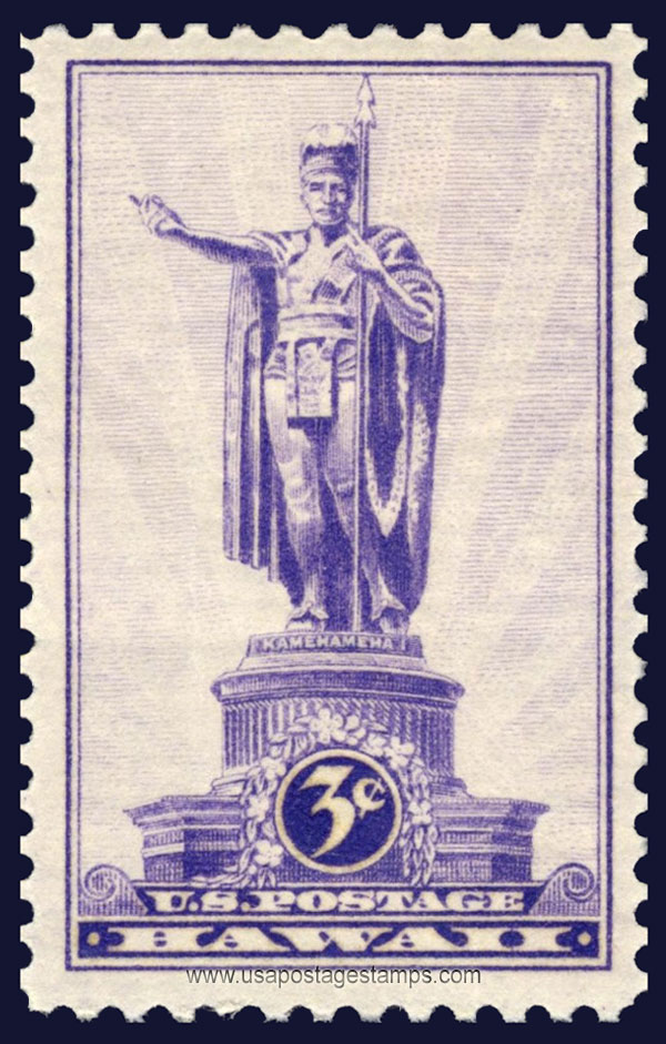 US 1937 Statue of Kamehameha I, Honolulu, Hawaii 3c. Scott. 799