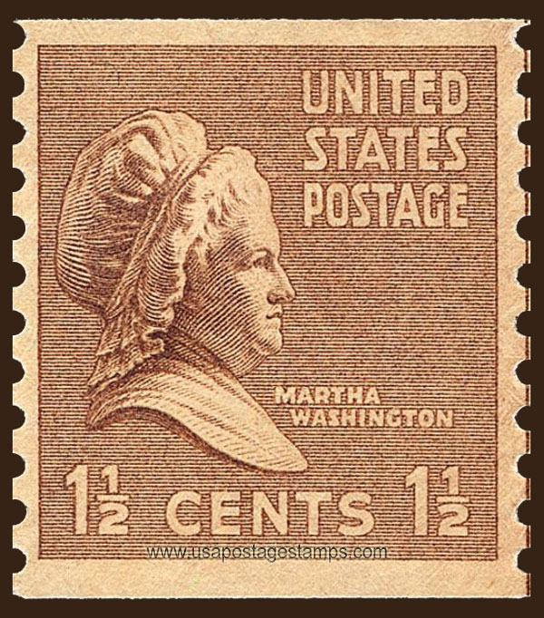 US 1939 Martha Dandridge Custis Washington (1731-1802) Coil 1½c. Scott. 840