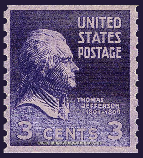 US 1939 Thomas Jefferson (1743-1826) 3c. Coil Scott. 842