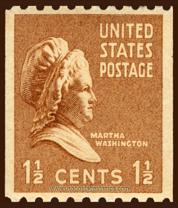 US 1939 Martha Dandridge Custis Washington (1731-1802) Coil 1½c. Scott. 849
