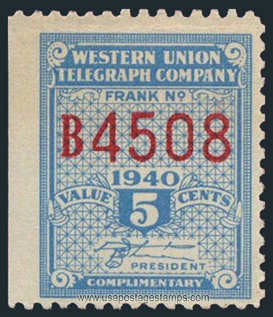 US 1940 Western Union Telegraph Company 'Frank' 5c. Scott. 16T97