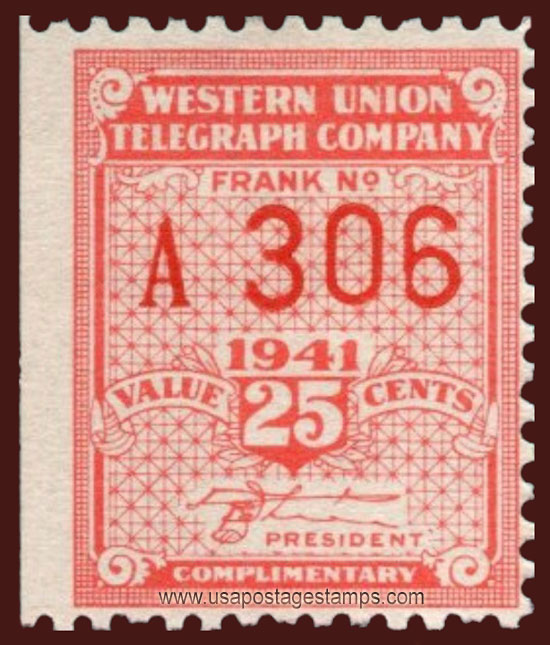 US 1941 Western Union Telegraph Company 'Frank' 25c. Scott. 16T105