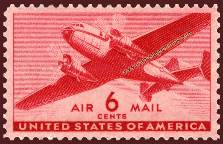 US 1941 'Airmail' The Twin-Motored Transport Plane 6c. Scott. C25