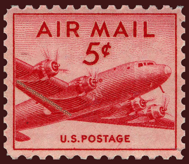 US 1947 'Airmail' DC-4 Skymaster Plane 5c. Scott. C33