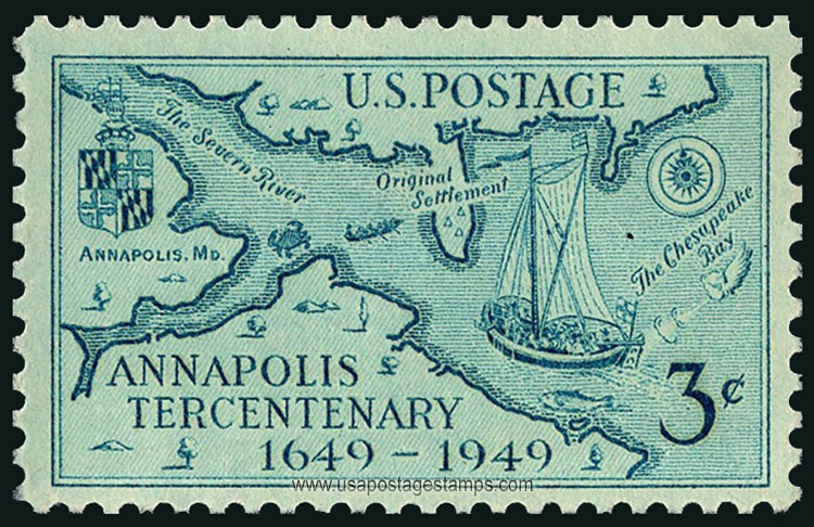 US 1949 Tercentenary of Annapolis, Maryland 3c. Scott. 984