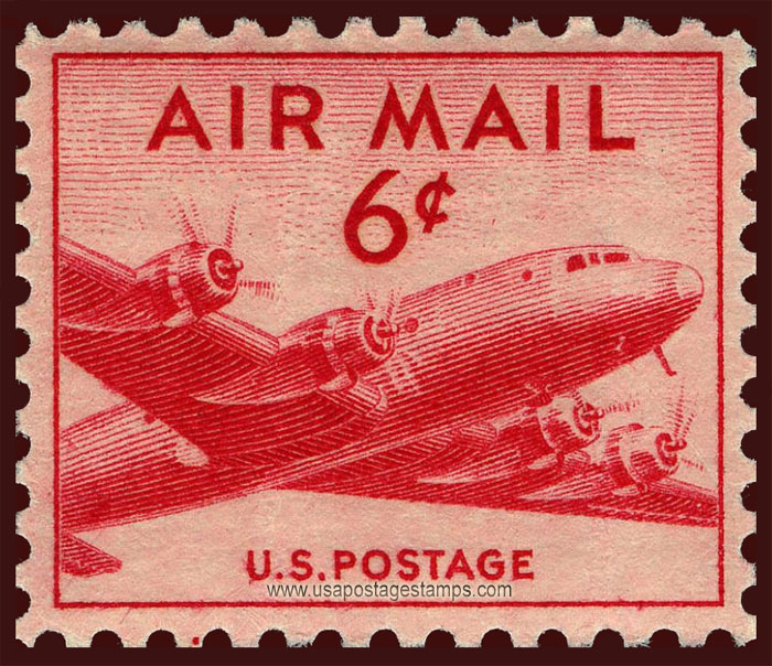 US 1949 'Airmail' DC-4 Skymaster Plane 6c. Scott. C39