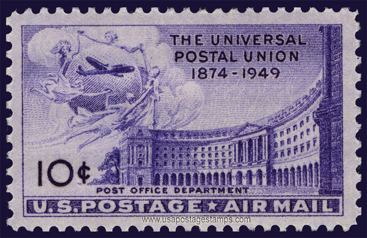 US 1949 'Airmail' 75th Anniv. of Universal Postal Union (U.P.U.) 10c. Scott. C42