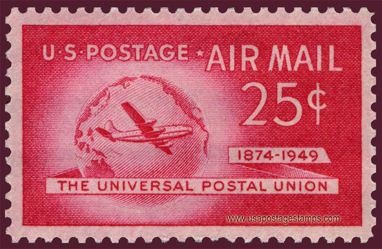US 1949 'Airmail' 75th Anniv. of Universal Postal Union (U.P.U.) 25c. Scott. C44