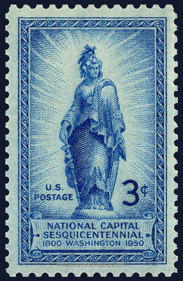 US 1950 National Capital Sesquicentennial ; Statue of Freedom 3c. Scott. 989