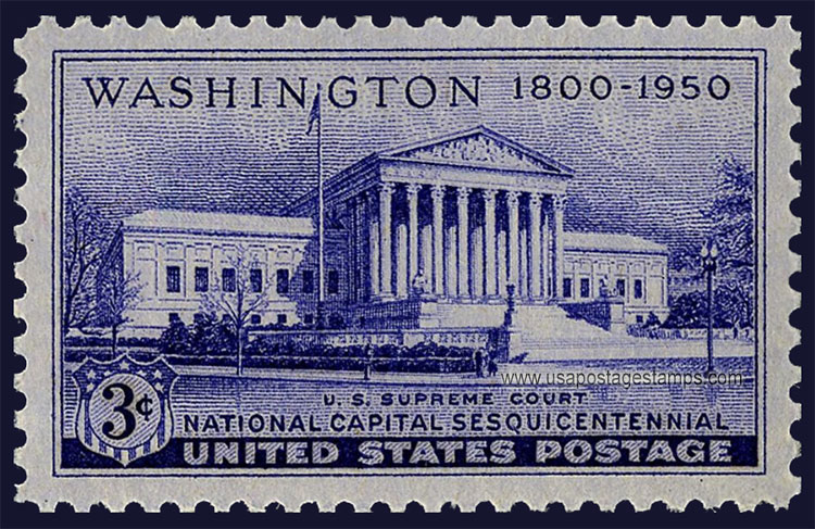 US 1950 National Capital Sesquicentennial ; Supreme Court 3c. Scott. 991