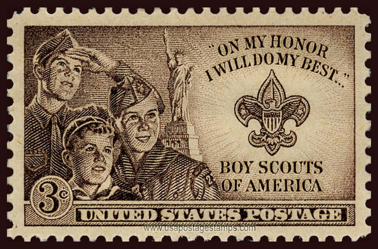 US 1950 Boy Scouts, Badge and Statue of Liberty 3c. Scott. 995