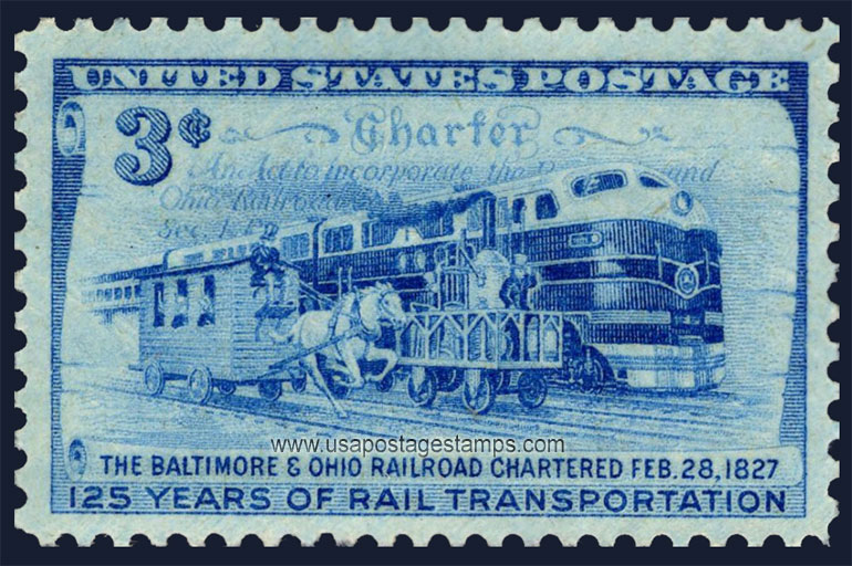 US 1952 125 Years of Rail Transportation 3c. Scott. 1006